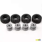 Lot of 4 LEGO 18x14mm Wheel Rim 55981 / 30.4x14 Offset Tread Tire 92402 Set NEW