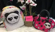 BETSEY JOHNSON Backpack School Bag PANDA BEAR RAINBOW & PInk Mini Satchel Purse