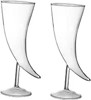 TOPPERFUN 2Pcs Creative Glass Horn Shaped Goblet for Cocktails Transparent Glasses and Drinkware for Parties and Home Use