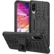 Samsung Galaxy A70 Case, Shockproof Heavy Duty Tough Kickstand Protective Rugged Case Cover (Black)