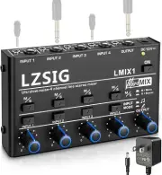 LZSIG Mini Audio Mixer,Stereo Line Mixer for Sub-Mixing,Ultra Low-Noise,4-Cha-Z
