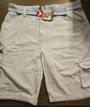 NWT Airwalk Mens Pocketed Cargo Short ~Size 38~ Placid Blue With Canvas Belt