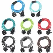E27 3M Vintage Fabric Flex Cable Plug In Pendant Lamp Light Socket Holder Bulb 24 BLACK