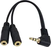 Poyiccot 3.5mm Headphone Splitter Adapter, Audio Splitter 3.5mm Male to 2 Female Cable, 90 Degree 3.5mm Dual Headphone Adapter for PS4, PS5, Xbox, PC Gaming Headsets, Phone, Tablet, Laptop