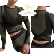 Studio Motion Crop Long Sleeve By Wolford XS Black Gold Shiny Sports Top
