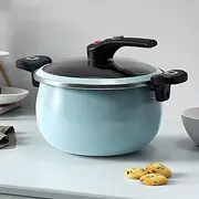 Nonstick Ceramic Coated Sauce Pan with Lid Blue Crock Pot with Twist & Lock Handles, Micro Pressure Cooker Versatile Stockpot with Lid, Bottom Big Soup Canning Pots,Simmer Pots (BLUE, 7.5Quarts)