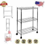 Versatile Chrome Utility Cart with 3 Shelves & Swivel Casters for Easy Mobility