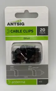 Antsig Antenna Black Cable clips 20 Per Pack 6mm X 5