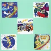 15 Peter Pan Large Stickers - Party Favors - Captain Hook, Tinkerbell, Lost Boys