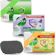 Antibacterial Soap Bundle with 3 pack soap bars - Original, Sensitive, Fresh (100 gr each) and Glameno Soap Holder