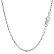 14k White Gold Round Box Chain Necklace, 1.4mm