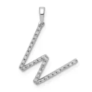 Real 14kt White Gold Diamond Letter W Initial Pendant