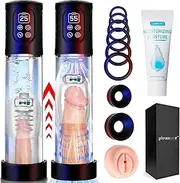 Electric Penis Pump for Men NEW UPGRADED 2025 Vacuum Enlarger with 5 Pressure Suction & 9 Vibration Modes for Bigger Erection Male Masturbator Mini Pocket Pussy Realistic Blowjob, TITAN BLACK
