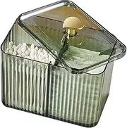 Cotton Pad Holder, 3 Grids Cotton Swabs Dispenser with Lid, Cosmetic Organizer, Cotton Pad Storage Box for Cotton Ball, Swab, Cotton Rounds, Floss Picks, Hair Clips (9x13.5x11.5cm)