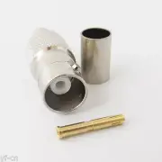 100x Nickel Plated BNC Female Crimp RF Coaxial Straight Connector for RG59 Cable