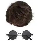 John Lennon Wig And Round Glasses Fancy Dress Hippy 60 70's Costume The Beatles