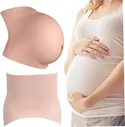 Fake Pregnant Belly, Realistic Silicone Fake Pregnancy Belly, Lifelike Wearable Pregnant Belly Bodysuit for Actor Performance Maternity (Style 2, 6-8 Months)