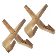 2 Pcs Wooden Plate Stands for Display, 6.5 Inch Display Holder, Light Brown