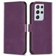 PU Leather Cover for Samsung Galaxy S21 Ultra 5G Anti-fall Imprinted Pattern Wallet Stand Phone Case