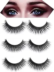 Moyishi 3D Handmade Soft False Lashes Mink Reusable False Eyelashes Extension for Makeup 3 Pairs (3D46)