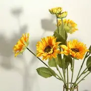 Set of 3 Artificial Sunflower Stems 22inch Tall