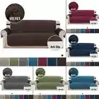 Velvet Plush SofaCover Stretch Couch Cover Protector Non-Slip Two Elastic Straps