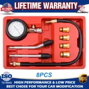 8PCS Cylinder Compression Tester Gas Engine Gauge Kit Tool Auto Car Motorcycle