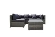 LONDON RATTAN 5 Piece 4 Seater Outdoor Modular Lounge Setting with Coffee Table, Grey
