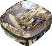 Period Bag,Sanitary Napkin Storage Bag,European Architectural Landscape Country,Tampon Holder for Purse