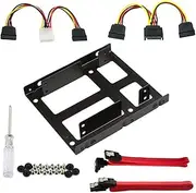 2X 2.5 Inch SSD to 3.5 Inch Internal Hard Disk Drive Mounting Kit Bracket(SATA Data Cables and Power Cables Included)