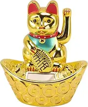 XIASABA Solar Powered Waving Cat Good Luck Wealth Welcoming Lucky Fortune Cat Home Room Office Desktop Decoration (MLY358A)
