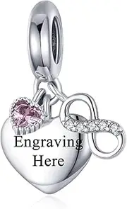 [Teleye] Bracelet Charm Heart 925 Sterling Silver Charm Fits For Pandora Bracelet, European Charms Bracelet, Women Gift