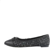 NEW J.Crew Women's Black Tweed Leather Cap Toe Slip On Ballet Flats Shoes Sz 7.5