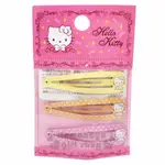 小禮堂 HELLO KITTY 造型鐵製髮夾組《3入.粉黃.點點》夾子.髮飾.彈力夾.鴨嘴夾