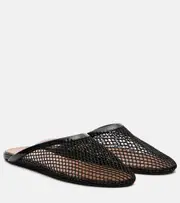 [Alaia] Alaïa Patent leather-trimmed fishnet mules AU 7 black