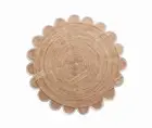 4x4, 5x5, 6x6,feet Natural Jute Scallop Round Rug, Floor Scalloped Edge Rug B...