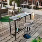 Sintered Stone Bar Table White Rectangle Counter Height Dining Table with Black