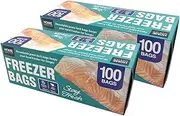 Leona Co Freezer Bags 22x18cm Resealable Extra Strong and Leak Proof Ziplock Bags Perfect for Berries Fruit and Food Zip Lock Bags, 100 Piece Per Bx (200)