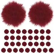 uxcell 35-Pack Faux Fur Pom Poms, 1.2 Inch/ 1.2 cm Soft Fluffy Pompoms Balls Faux Rabbit Fur with Elastic Loop for Hats/Bags/Keychains/Knitting Accessories/DIY Crafts [Wine Red]