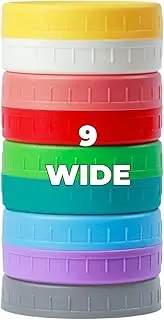 9 Wide Mouth Mason Jar Lids,Thickened Leak-proof Lids Fit Ball,Kerr and More, 9 Color Plastic Lids, 86mm Plastic Mason Jar Lids