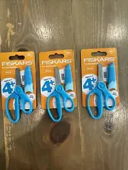 3 Pick 2+ Fiskars Kids Scissors 5" w/2" Blade Red Pointed or Turquoise Blunt