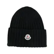 [Moncler] Moncler Ribbed-knit Virgin Wool Beanie ONE SIZE BLACK