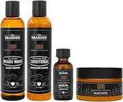 Live Bearded Complete Beard Grooming Kit, Made in the USA with All-Natural Ingredients - Beard Wash, Conditioner, Beard Butter & Beard Oil Kit - Mens Beard Grooming Set, in Scent 1880, Sweet Bourbon