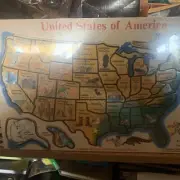 Melissa & Doug All WOOD UNITED STATES Puzzle with Capitals NEW in Factory Wrap !