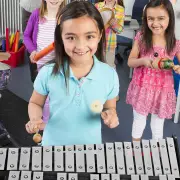 Costway30 Notes Glockenspiel Bell Kit with Height Adjustable Stand