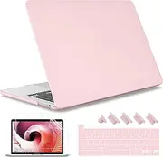 May Chen Compatible with MacBook Pro 13 inch Case 2022 2021 2020 Release Model A2338 M2 M1 A2251 A2289, Plastic Hard Shell Case Keyboard Cover for MacBook Pro 13 Touch Bar Fits Touch ID, Baby Pink