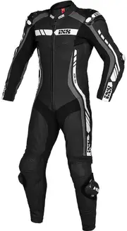 IXS RS-800 2.0 One Piece Motorcycle Kangaroo Leather Suit, black-grey-white, Size 44 for Men Black Grey White