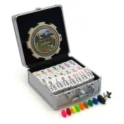 Double 15 Numeral Size Mexican Train & Chicken Domino Set in Aluminum Case