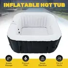 Square Hot Tub w 120 Jets Inflatable 5x5ft Pool for Sauna Therapeutic Bath Black