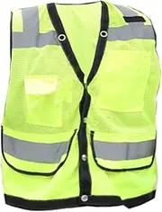 TopHomer Hi Vis Reflective Safety Vest with Pockets Zip Front - Multi-Pocket for Traffic Work Running Safety Guard